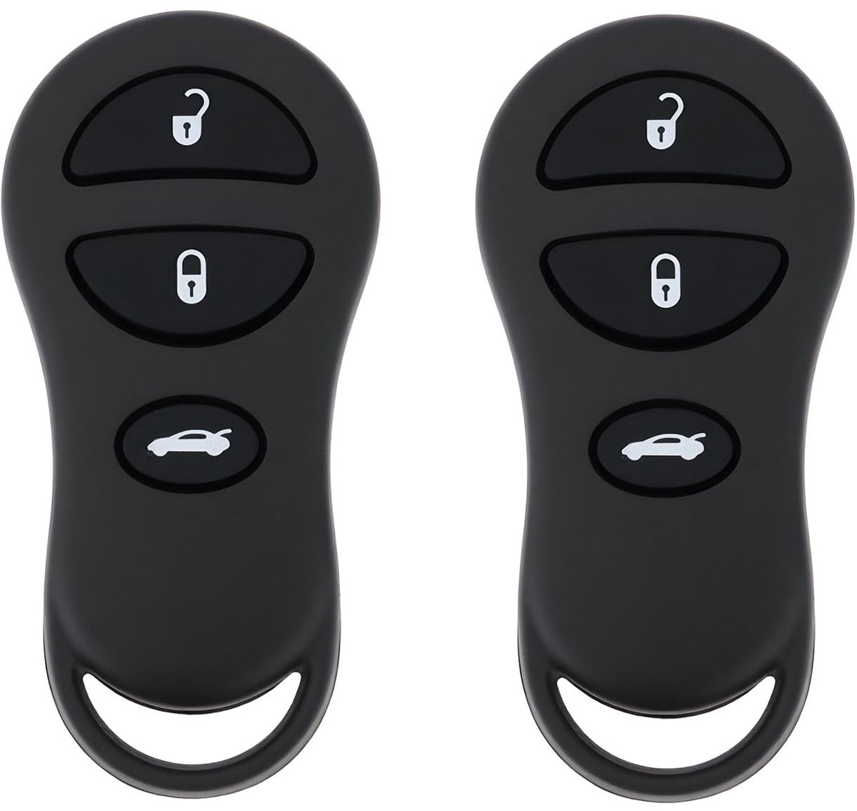 Dailygoods- Autosleutel Behuizing Vervangset - Compatibel met Jeep/Dodge/Chrysler - Rubber/Kunststof - Eenvoudige Installatie - Herstel Sleuteluiterlijk - 2 Stuks - Sleutelbehuizing