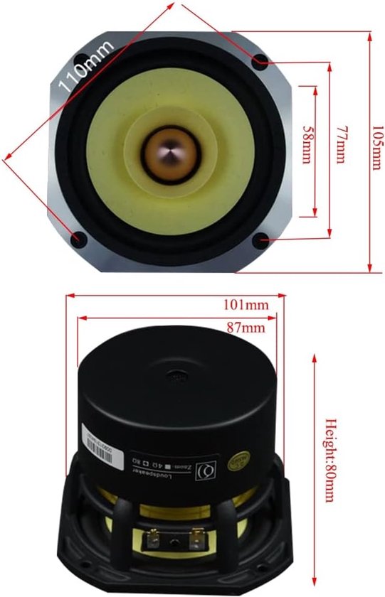 Hifi Speaker - Full Range - Muziek Luisteren - Gegoten Aluminium - 4 Inch - Zwart — afbeelding 2