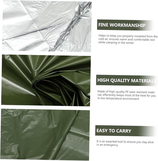 Nood Tent Set - Nood Slaapzak - Outdoor Noodgeval - Thermale Bescherming - 240x150CM - Olijfgroen — afbeelding 5