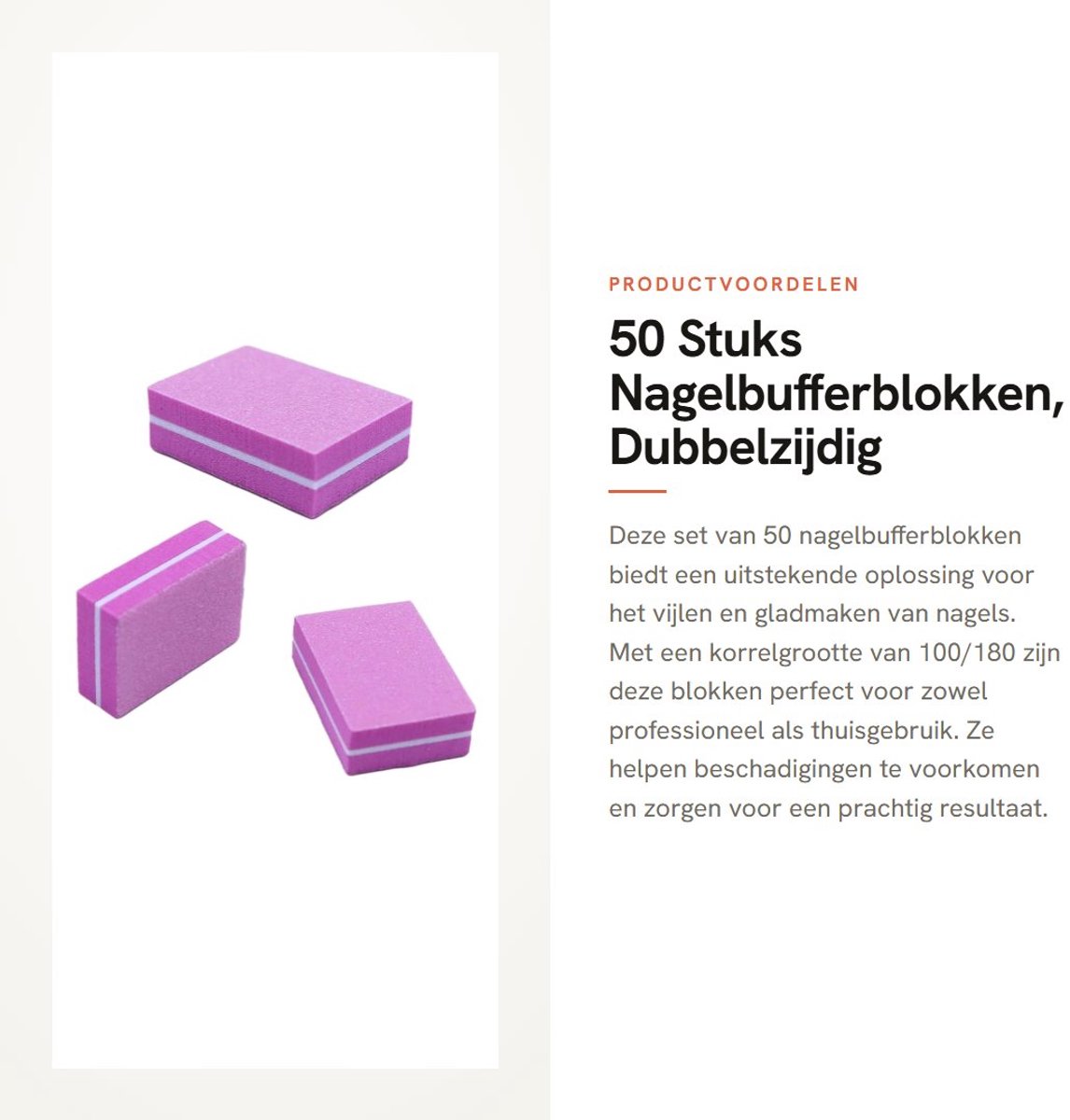 Dailygoods- Nagelbufferblok 100/180 grit - Dubbelzijdig - 50 stuks - Roze - Hoge elasticiteit EVA - Professionele resultaten thuis - Nagelvijl