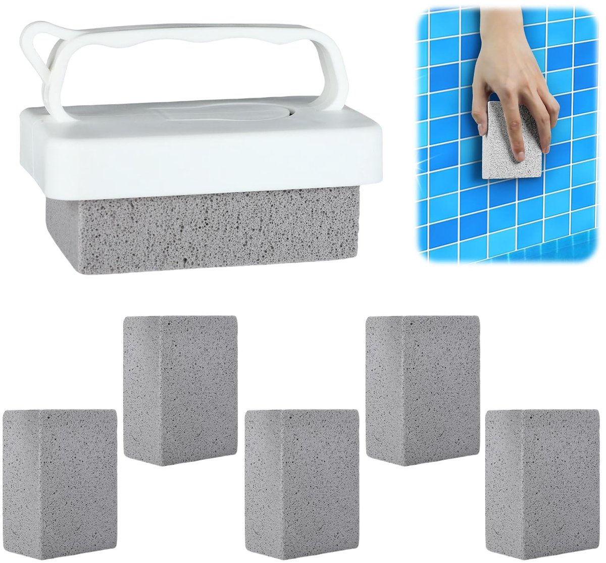 Dailygoods - Set van 6 Handmatige Zwembad Puimstenen met Handvat