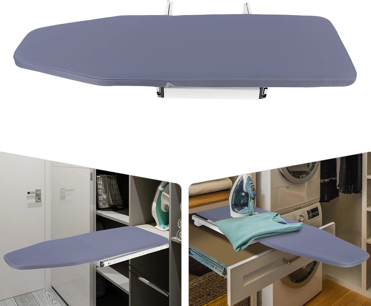 Dailygoods Strijkplank, grijze opvouwbare strijkplank, stevige stoomstrijktafel, 180 cm ° Draaibare, dikke MDF-plaat voo
