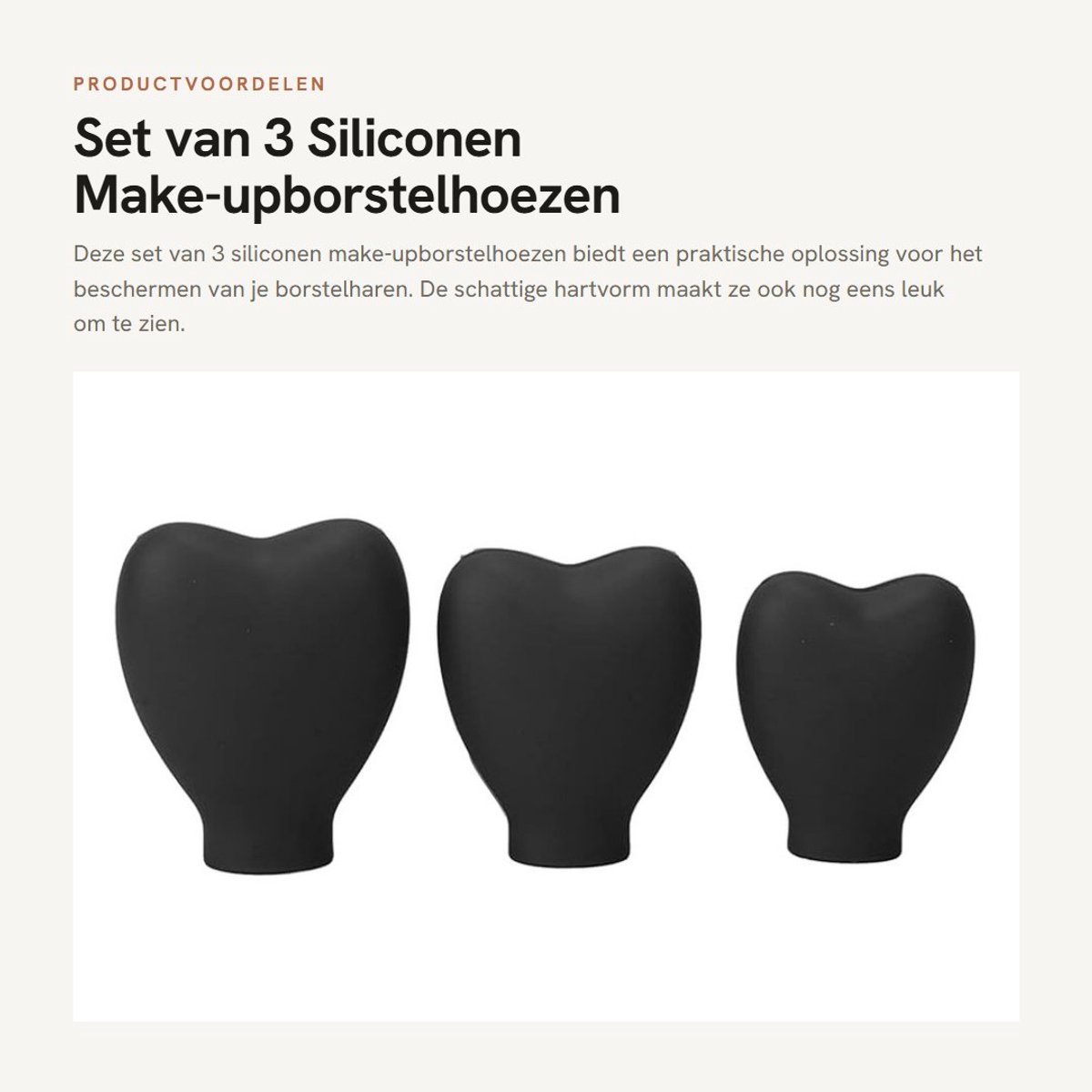 Dailygoods- Make-upborstelhoes 3-delig - Siliconen Borstelkap - Hartvormig - Cosmetische Bescherming - Draagbaar - Eenvoudig in Gebruik