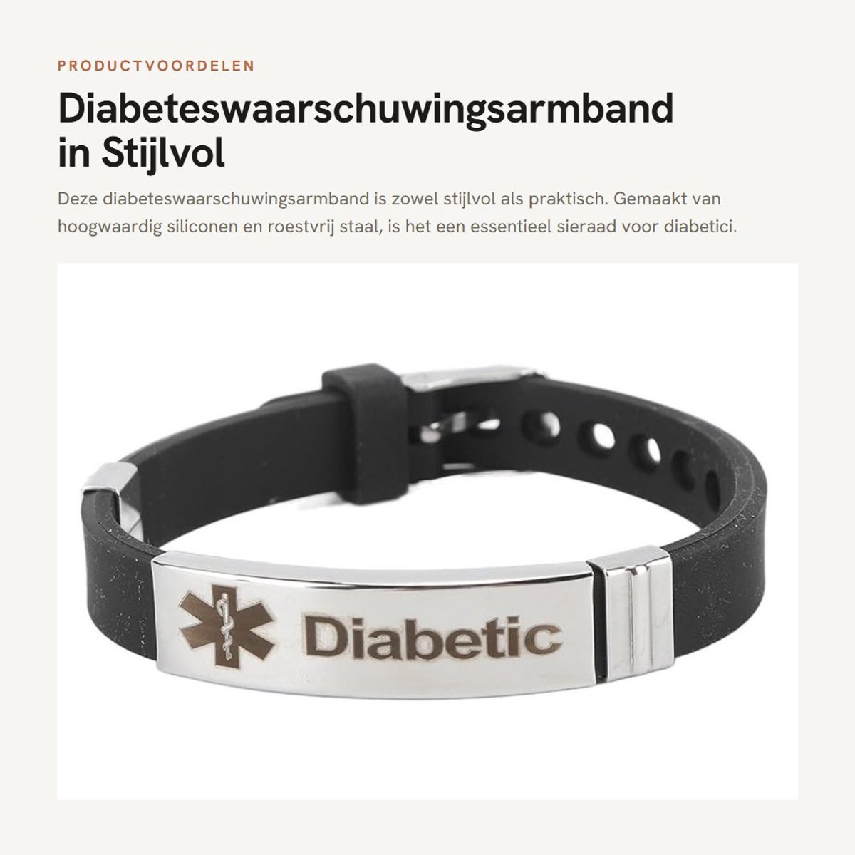 Dailygoods- Diabeteswaarschuwingsarmband Stijlvol Ontwerp - Verstelbare Siliconen Polsband - Nood-ID Sieraden - Gezondheid Prioriteit - Lichtgewicht en Comfortabel - Noodarmband