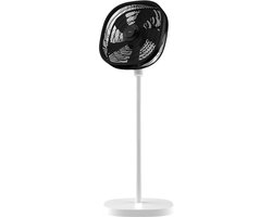 Dynter Staande Ventilator – Statiefventilator – Roterende ventilator – In hoogte verstelbaar & opvouwbaar (80 tot 125 cm) – Draaibare kop – Krachtig en geruisloos – Wit/Zwart – Diameter: Ø46.5 cm (AV25G)
