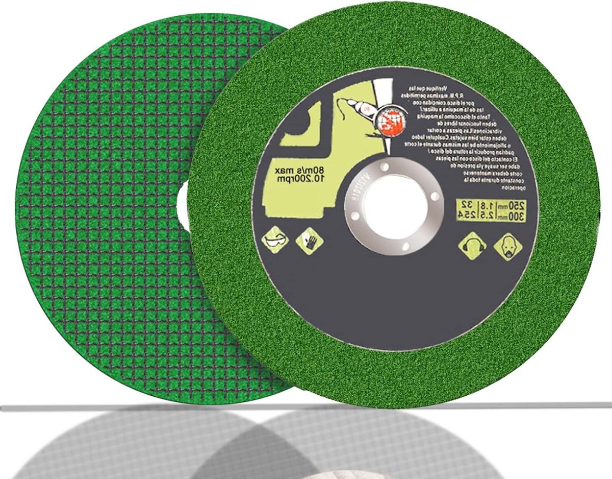 Precisie snijgereedschap - Doorslijpschijven - Metaal bewerken - Vezelversterkt - 250mm 2 stuks - Groen