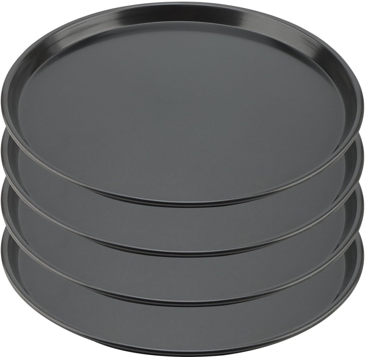 Dailygoods- Pizza Bakpan 12 Inch - Ronde Pizzapan - Antiaanbaklaag - Koolstofstaal - Ovenbestendig - Set van 4