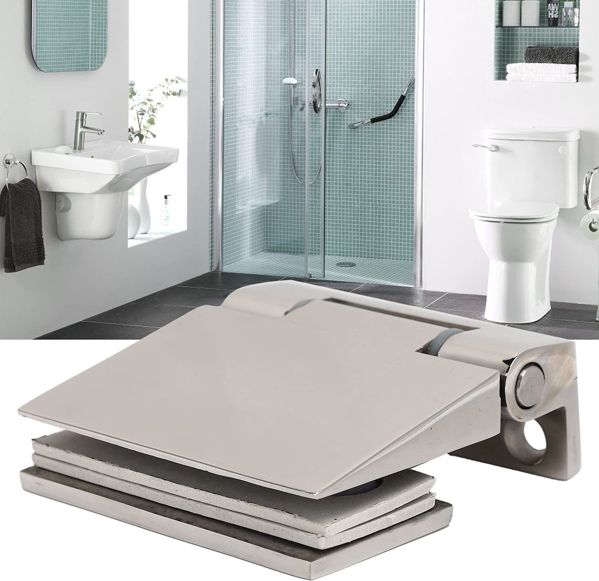 Dailygoods- Douchedeurscharnier Roestvrij Staal - Enkelzijdig Scharnier - Glazen Deurscharnier - Vervangend Onderdeel - 70x69 mm - Voor Gehard Glas