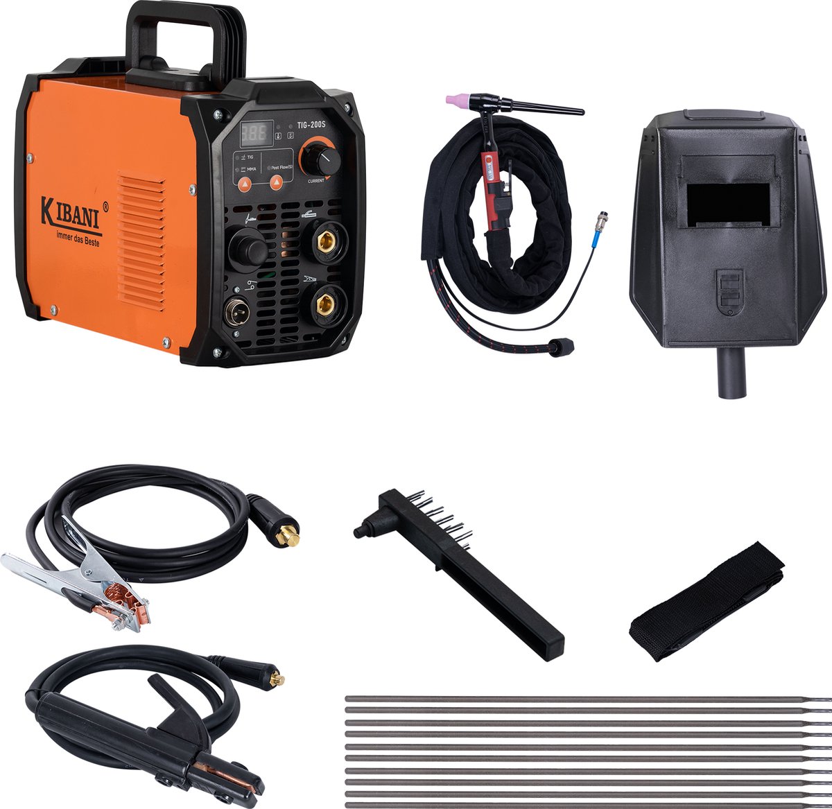 Kibani Lasapparaat TIG-200S incl. 2 kg laselektroden - TIG & MMA Lasapparaat tot 4.0 mm - IGBT-Inverter-Technologie - Compact en Lichtgewicht - Elektrisch Lasapparaat 220V - RVS / Elektrode Lassen