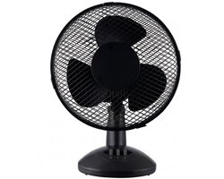 Tafelventilator – Bureau Ventilator – Ø23Cm – Zwart – 2 Snelheidsstanden – Rotatie Functie – 19 watt