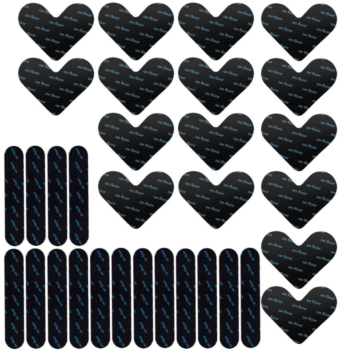 Dailygoods- Tapijt Antislip 32-delig - Herbruikbaar - Wasbaar - Rubber - Zwart - 95 x 75 mm / 130 x 25 mm - Vloermat