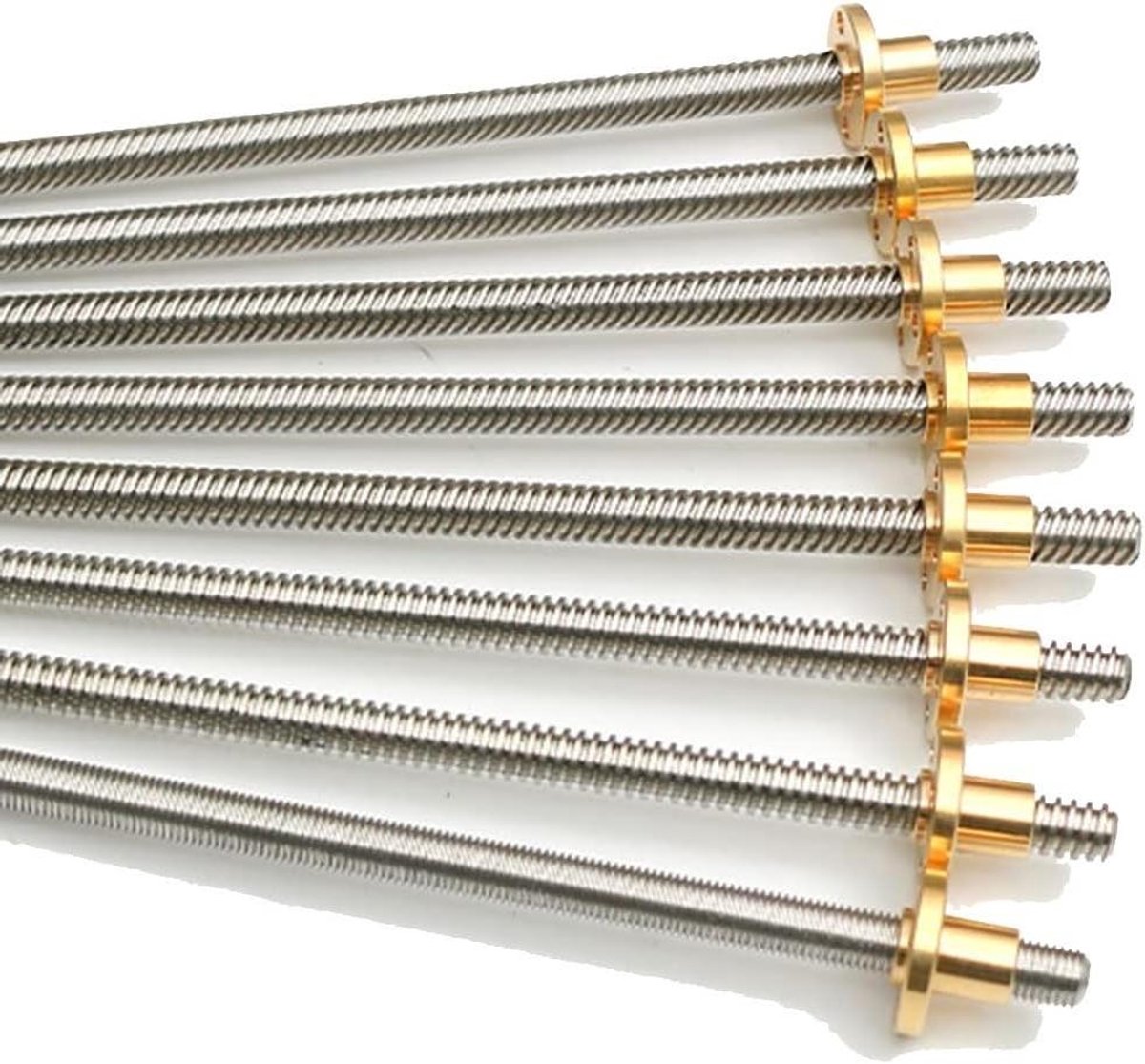 Loodschroef - Trapeziumvormige staaf - Precisie Beweging - Roestvrij staal - 8mm Diameter - Zilver