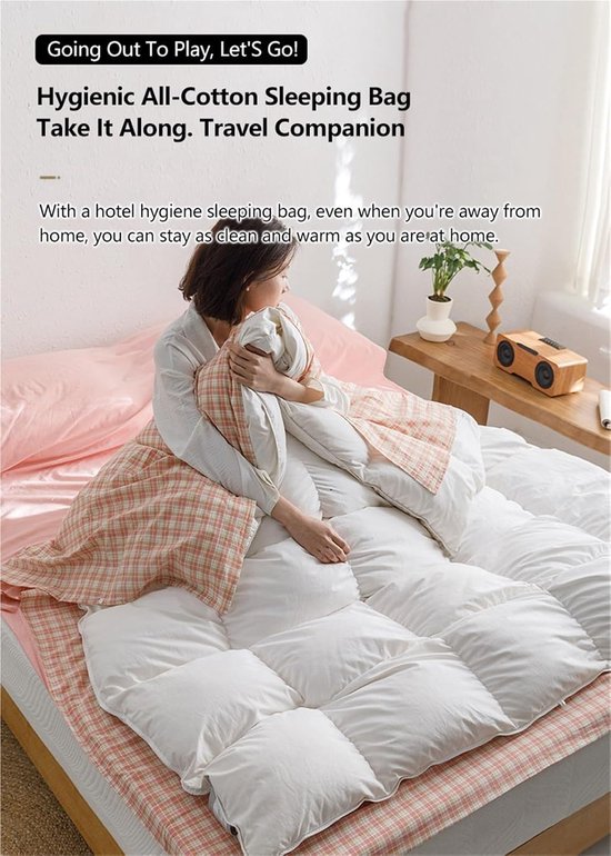 Katoenen Slaapzakvoering - Reislaken Hotel - Comfortabel Slapen - Gewassen Katoen - 80x210cm - Groen — afbeelding 4