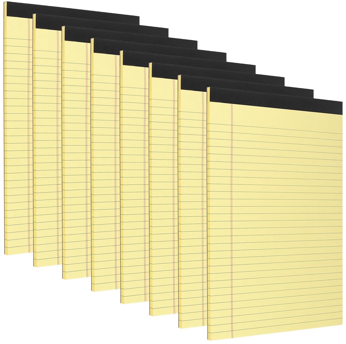 Dailygoods- Notitieblok A4 Geel - Set van 8 stuks - 100 pagina's - 80gsm Papier - Duurzaam - Ideale maat 21,6 x 29,6 cm - Schrijfblok