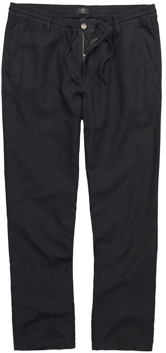 JP 1880 - Heren - broek van linnenmix elastische instapband tot 72 - Zwart - Maat 72