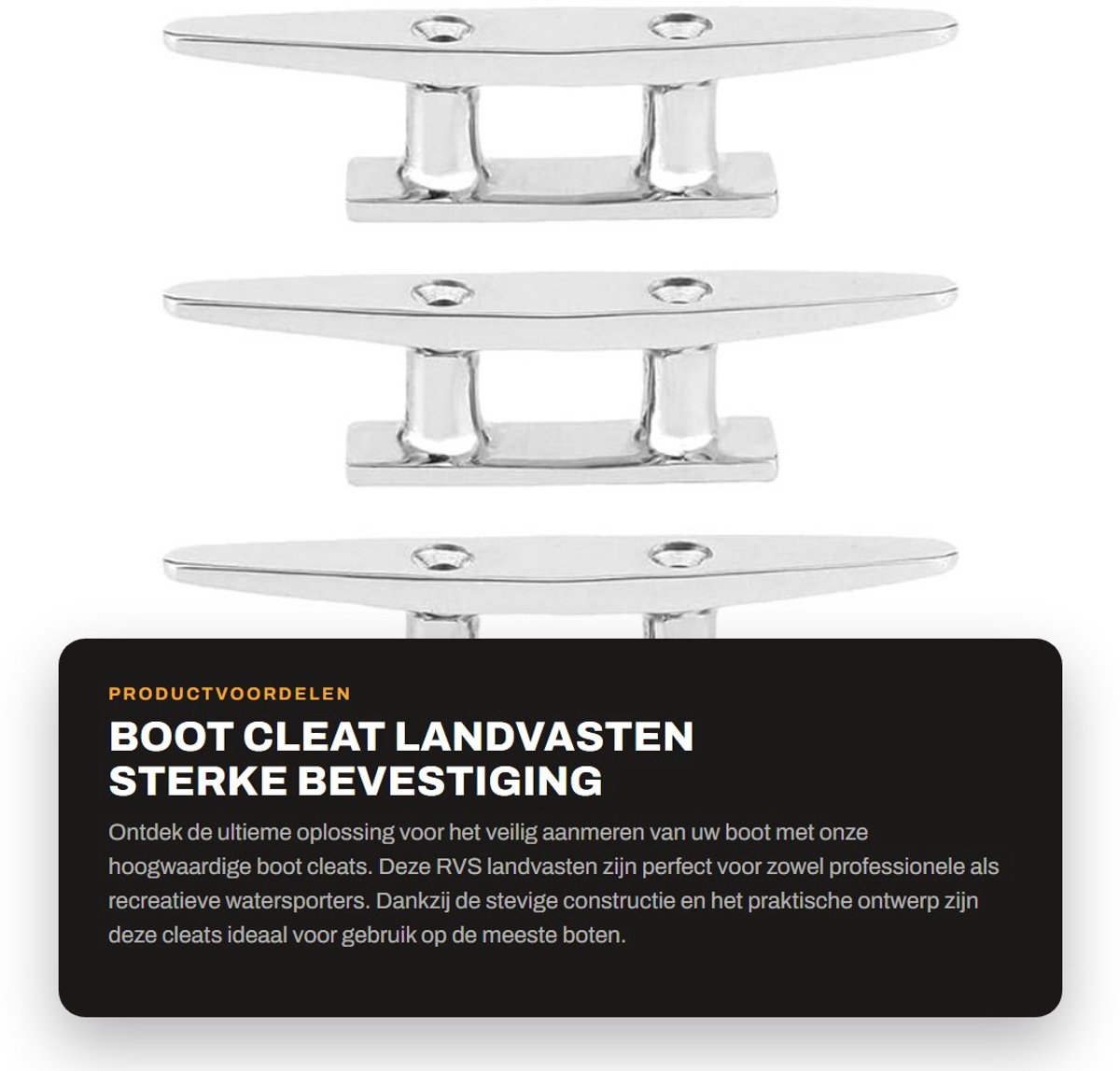 Dailygoods- Boot Cleat - 4 Stuks - 100mm/3.9in - Roestvrij Staal - Dock Accessoire - Landvasten Touw - Scheepsbeslag