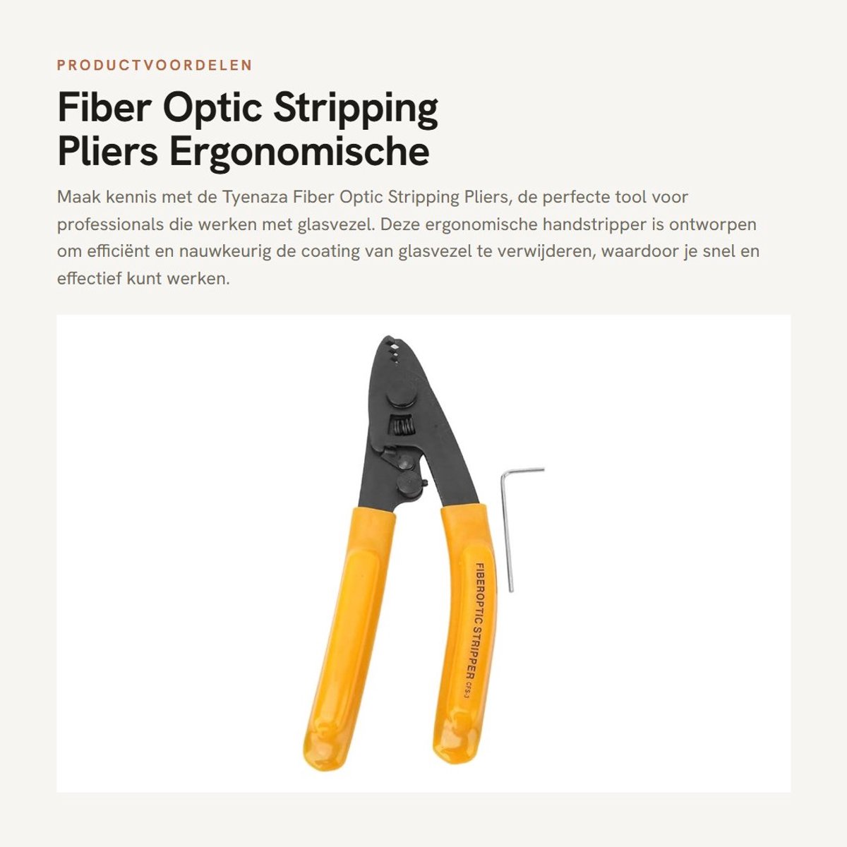 Dailygoods- Glasvezelstripper Ergonomisch - 3 Poorten - Precisie Snijoppervlak - V-vormige Klep - Hex Sleutel - Comfortabele Handgreep - Fiber Stripper