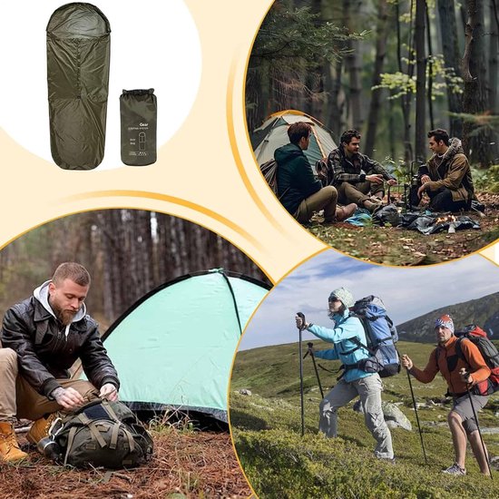 Lichtgewicht Bivy Sack - Nood Slaapzak - Kamperen Survival - Warmte Reflecterend - 220 x 85 cm - Groen van Merkloos — afbeelding 2