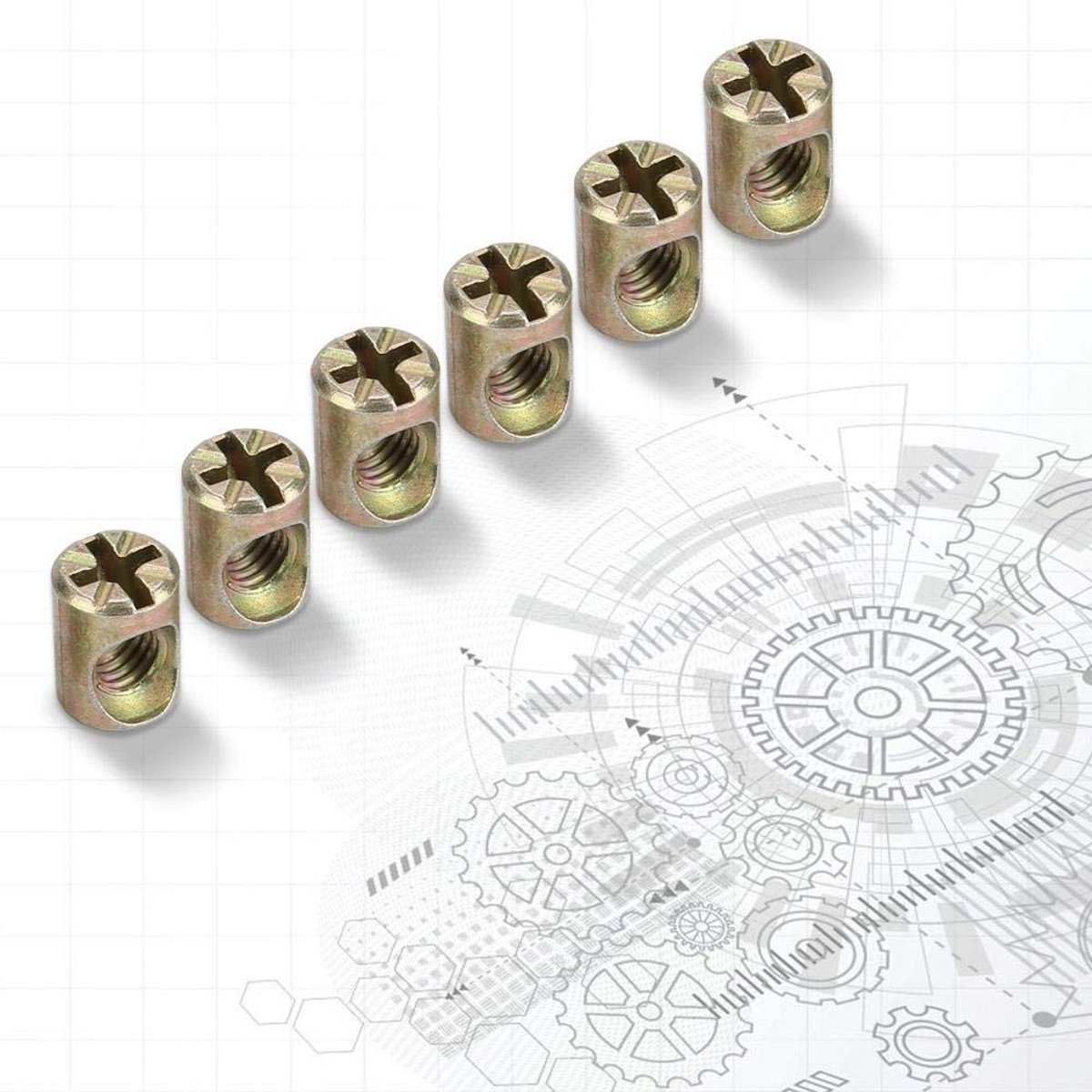 Dailygoods- Moeren 30 stuks M6 - Meubelmoeren - Bevestigingen - Dowel - Hoogwaardig metaal - Robuust en duurzaam - Meubelverbindingen