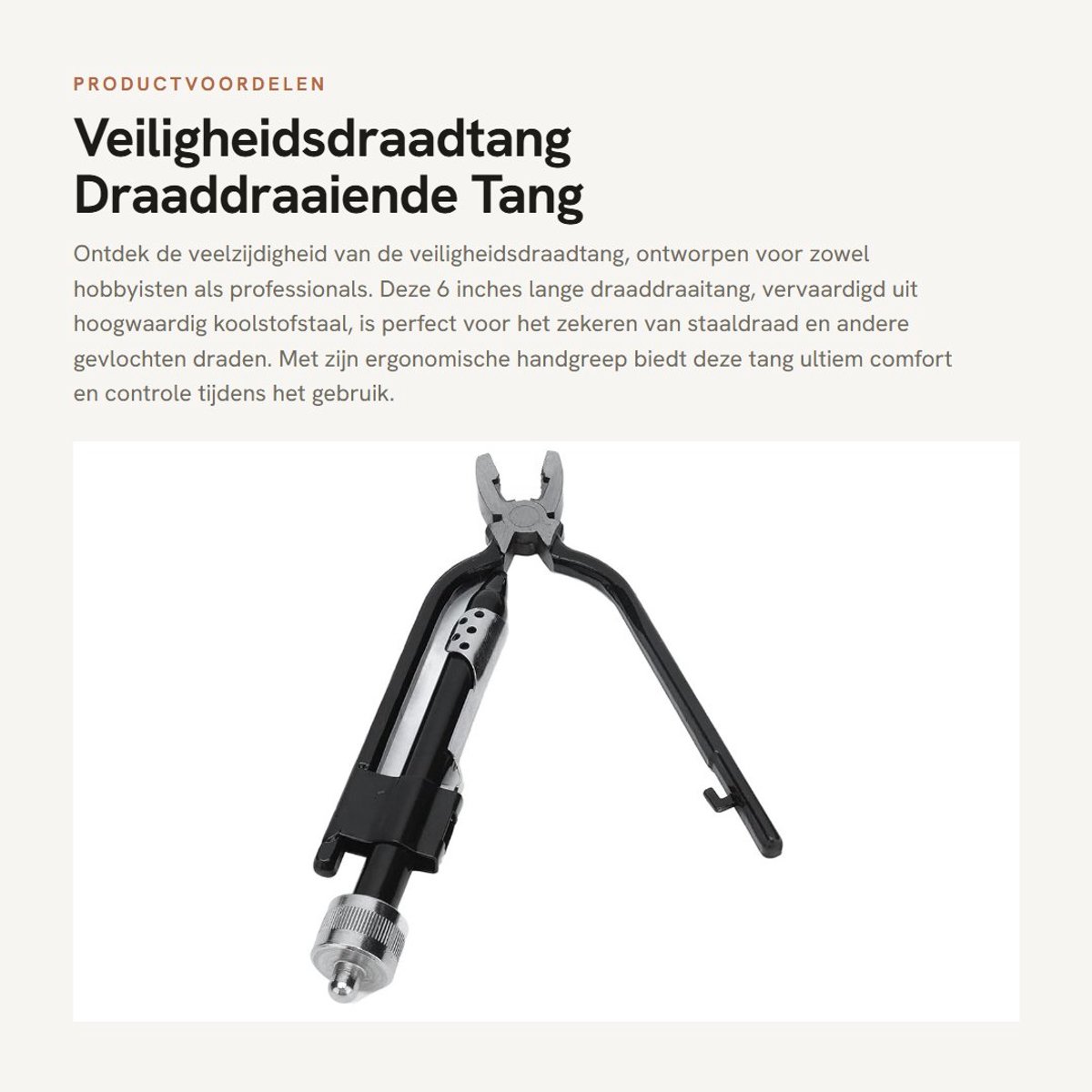 Dailygoods - Veiligheidsdraadtang - Draaddraaiende Tang - Ergonomisch ontwerp - 6 inches - Koolstofstaal - Geschikt voor diverse draadtoepassingen