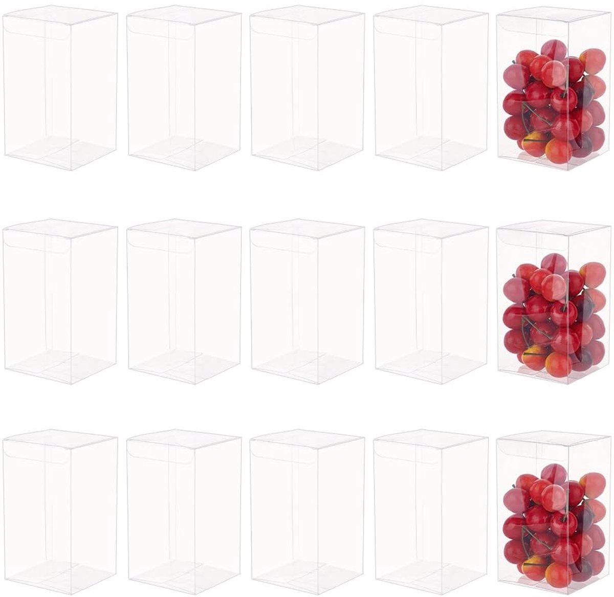 Dailygoods- Geschenkdozen met Deksel - 15 Transparante Dozen - Rechthoekige Kunststof - 8 x 8 x 14 cm - Voor Verjaardagscadeaus - Creatieve Verpakking - Verpakkingen