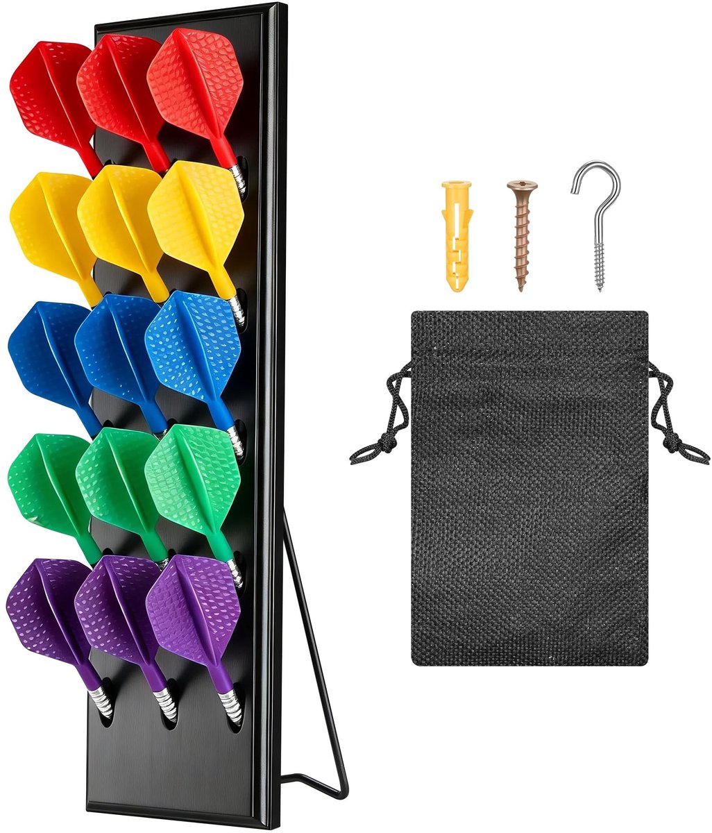 Dailygoods- Dartpijlhouder voor 15 darts - Wandhouder - Darts opberger - Geschikt voor stalen/softdarts - Massief houten constructie - Duurzaam en elegant - Dartsopberger
