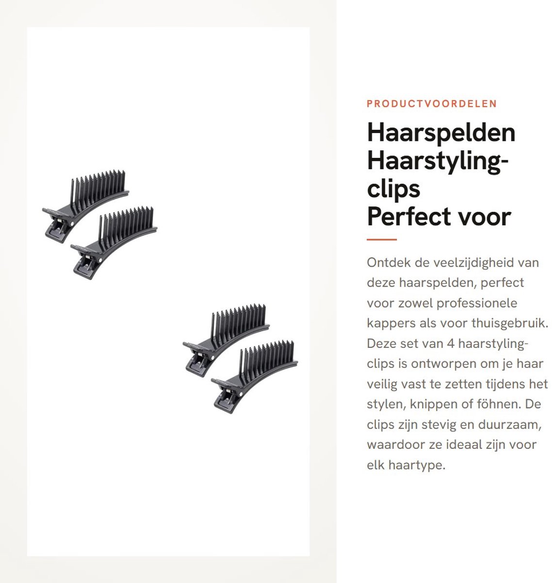 Dailygoods - Haarspelden - Haarstyling-clips - Perfect voor kapsalon en thuis - Set van 4 - Ideaal voor dames - Verdeel haar eenvoudig - Duurzaam ontwerp