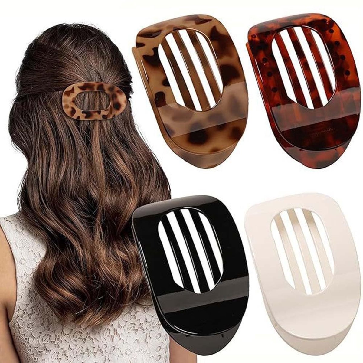 Dailygoods - Set van 4 Platte Haarclips voor Dikke en Dunne Haartypes