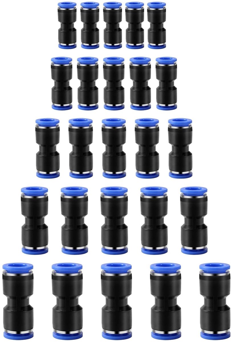 Dailygoods- Pneumatische Connectoren 25 Stuks - Rechte Snelsluiting - Push In Snelkoppeling - Slangaansluiting - Drukbestendig - Flexibel en Slijtvast