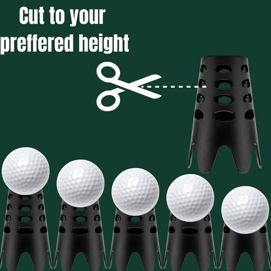 Golf Tees Set - Golf Trainingsaccessoires - Golf Swing Oefenen - Stabiele Balplaatsing - 12 Stuks - Zwart van GOLF — afbeelding 5