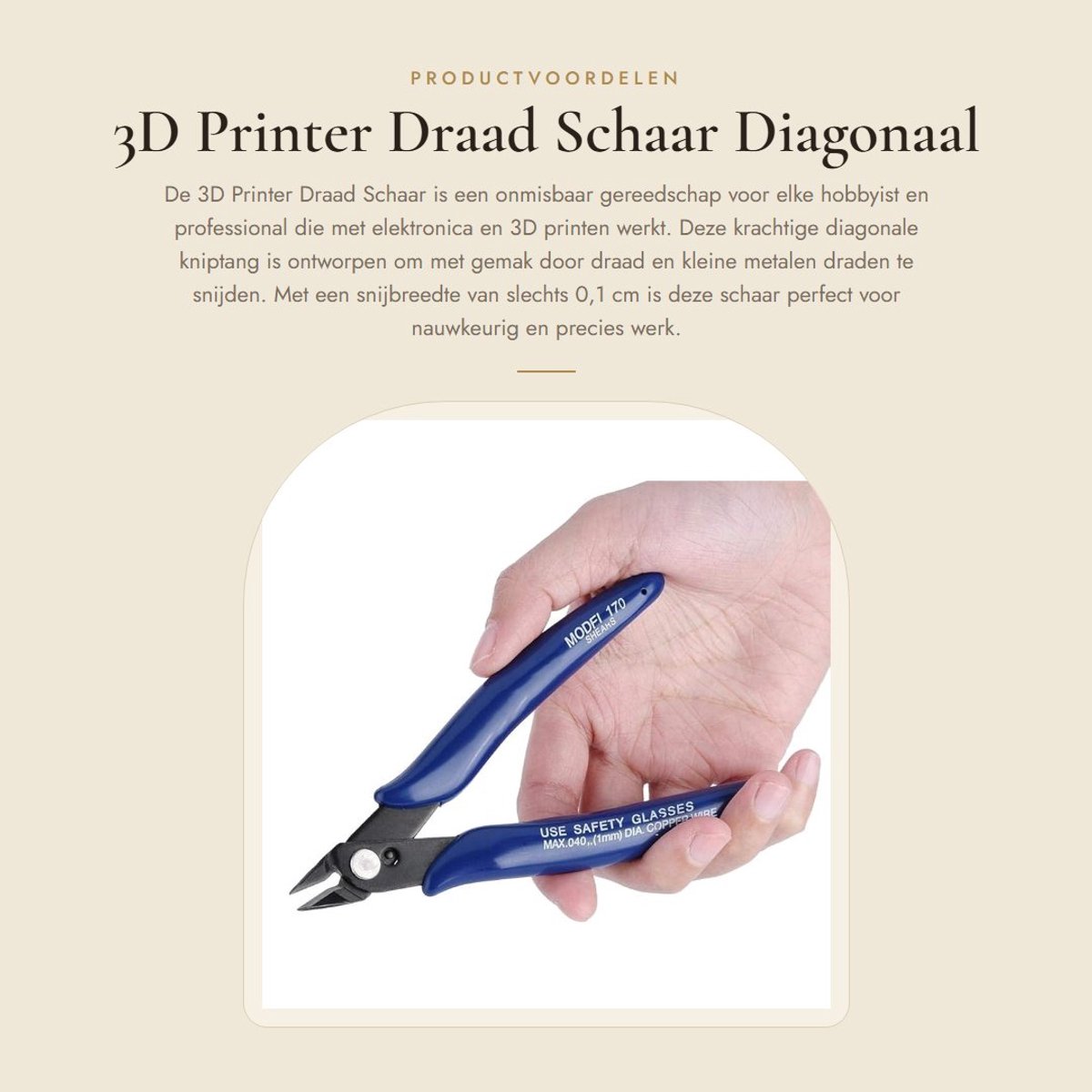 Dailygoods - 3D Printer Draad Schaar - Diagonaal Kniptang voor Precisie Snijden van Draad en Plastic - Professioneel Gereedschap - Ideaal voor Draad e...
