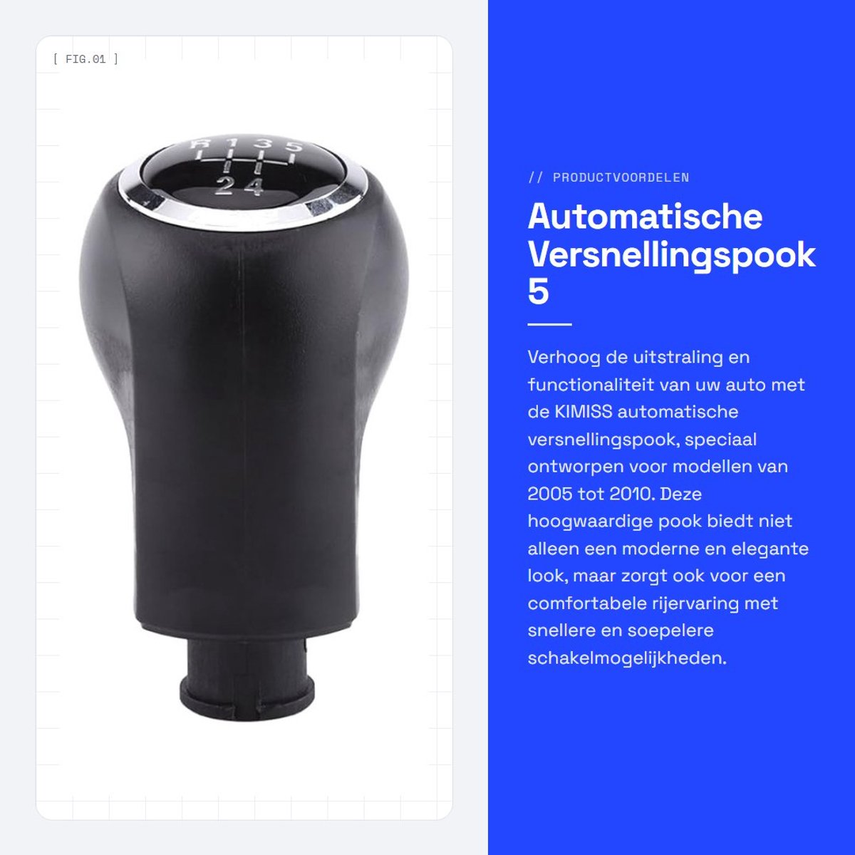 Dailygoods- Versnellingspook Knop 5 Versnellingen - Pookknop - Pookknop Universeel - Duurzaam - Elegant Design - Geschikt voor 2005-2010 - Versnellingsknop
