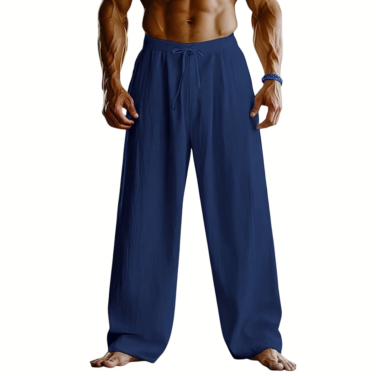 Currero Linnen Broek Heren - Zomerbroek - Volwassenen - Lange Broek - Pantalon - Strandbroek - Zomer - Ibiza Stijl - Marineblauw XL