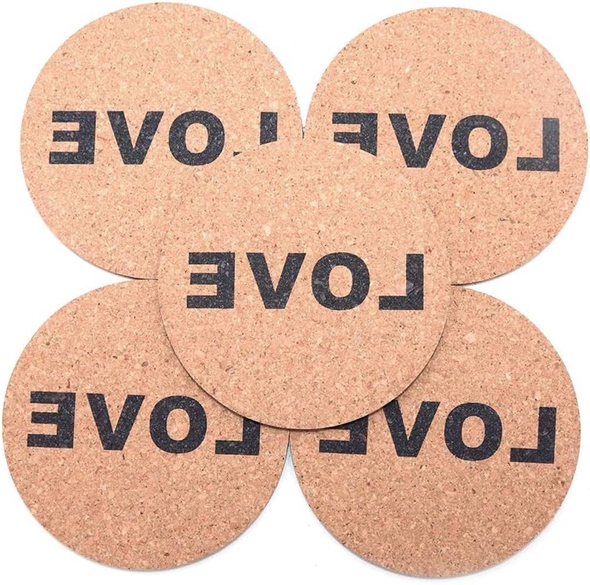 Set van 5 Kurken Onderzetters van 10 cm - Voorkom Waterschade, Bescherm Meubels en Warmtebestendig