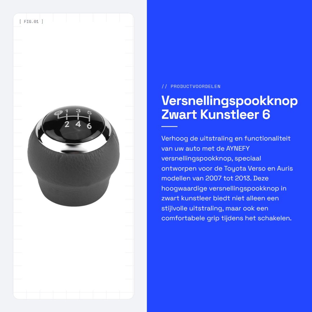 Dailygoods- Versnellingspookknop Gloednieuw - Pookknop - Kunstleer - Zwart - Geschikt voor Verso Auris 2007-2013 - Hoogte 5cm - Versnellingspook