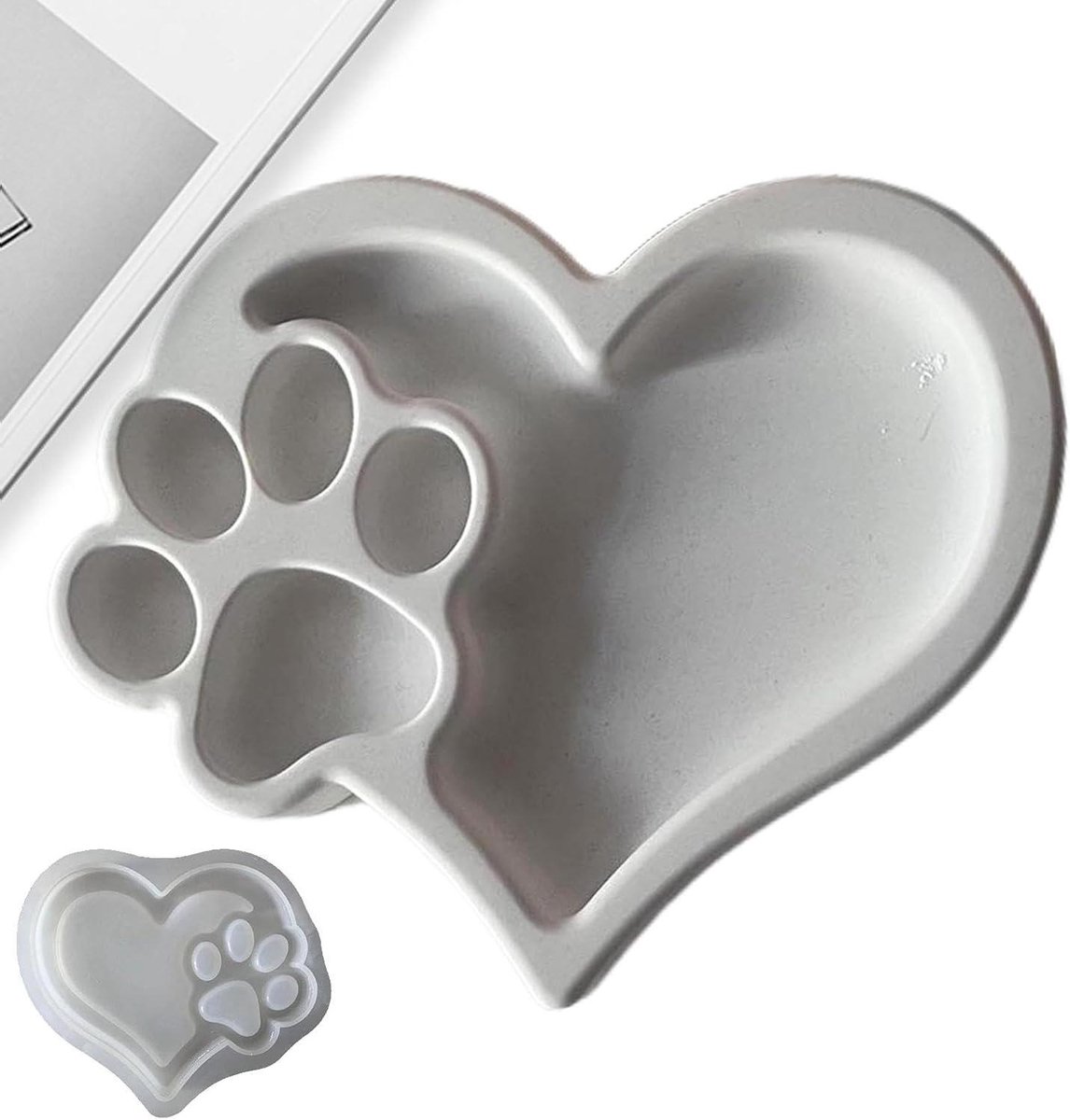 Gietvorm Pootafdruk - Hars Vorm - Sieraden Maken - Hart Poot Patroon - 12.8 x 10.8 cm - Grijs