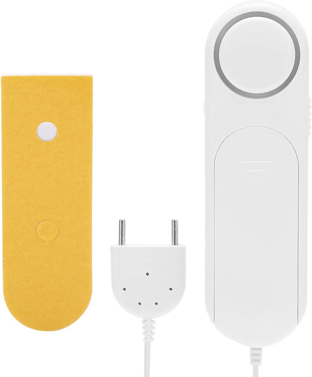 Waterleksensor - Overloopalarm - Voorkom Waterschade - 120dB Luid Alarm - 2.3ft Kabel - Wit