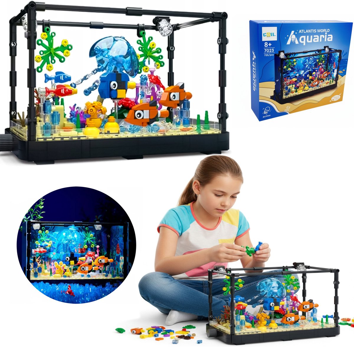 COIL Bouwstenen Aquarium met vis 8+ – Onderwaterwereld Oceaan Set – Creatief Bouwspeelgoed & Decoratie - 725 onderdelen