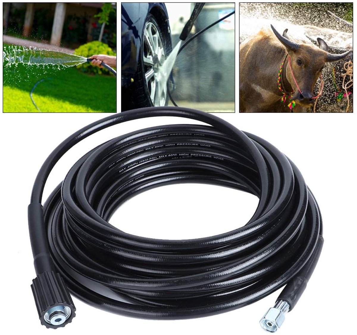 Dailygoods- Hogedrukreinigerslang 10 m - Maximaal 5800 psi - PVC - M14/M22 Draad - Geschikt voor K2/K3 - Temperatuur tot 60℃ - Reinigingsslang