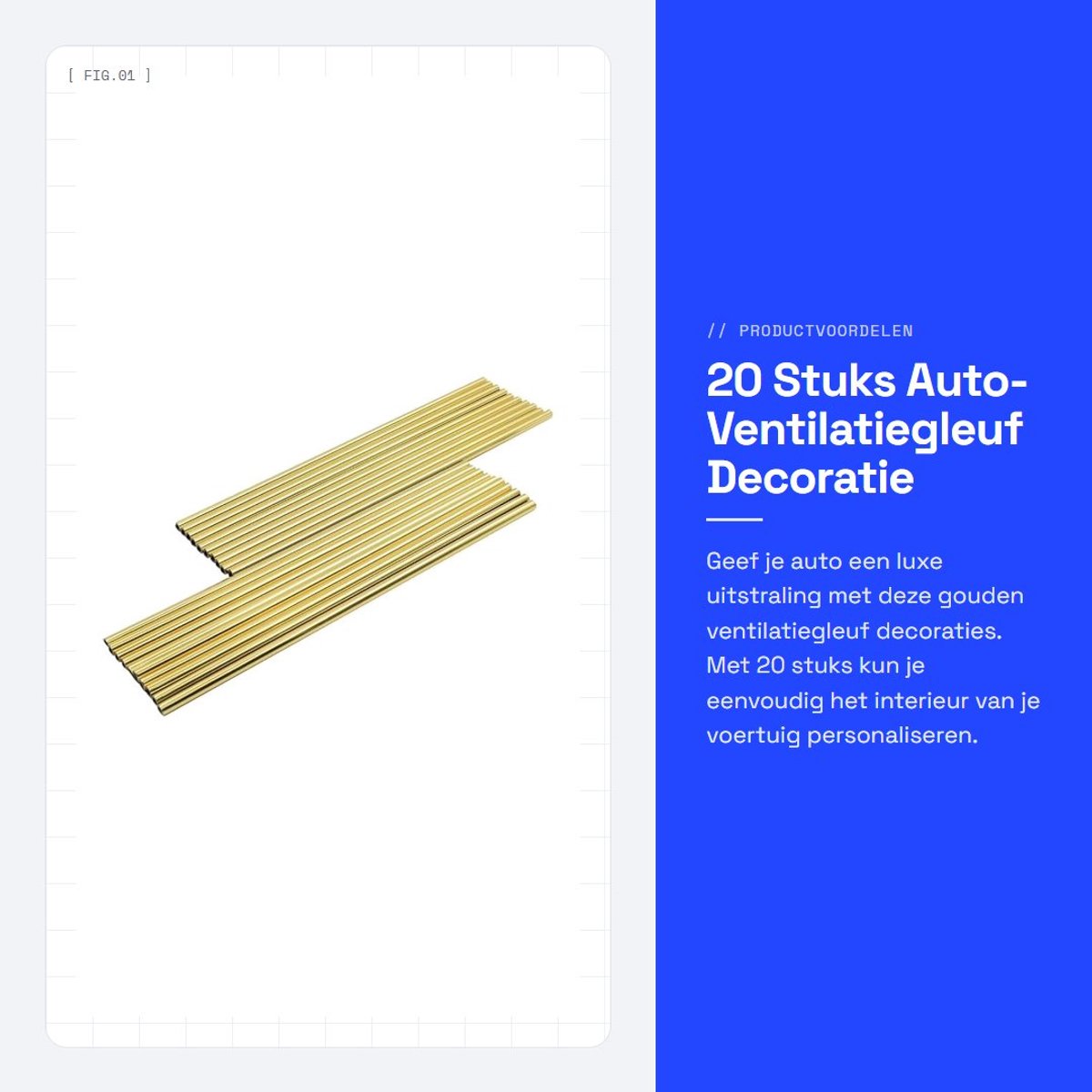 Dailygoods- Ventilatiegleuf Decoratieve Strip - 20 Stuks - Auto-Accessoires - PVC - Interieur - Diverse Kleuren - Afmetingen 200mm x 8mm x 4mm - Decoratiestickers