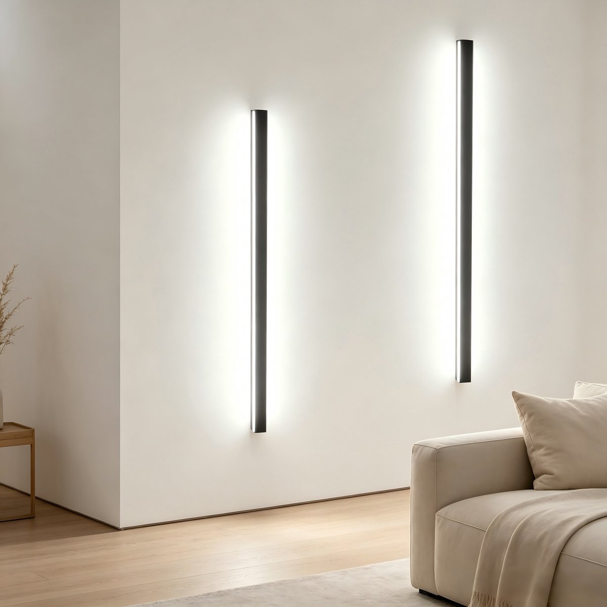 NETTLIFE Wandlamp Binnen LED - 2 Stuks - 100CM - zwart - moderne wandverlichting - 6500K Koud wit Licht - lange hal lamp 32W - Metaal - slaapkamer lamp - voor Woonkamer | Keuken | Hotel