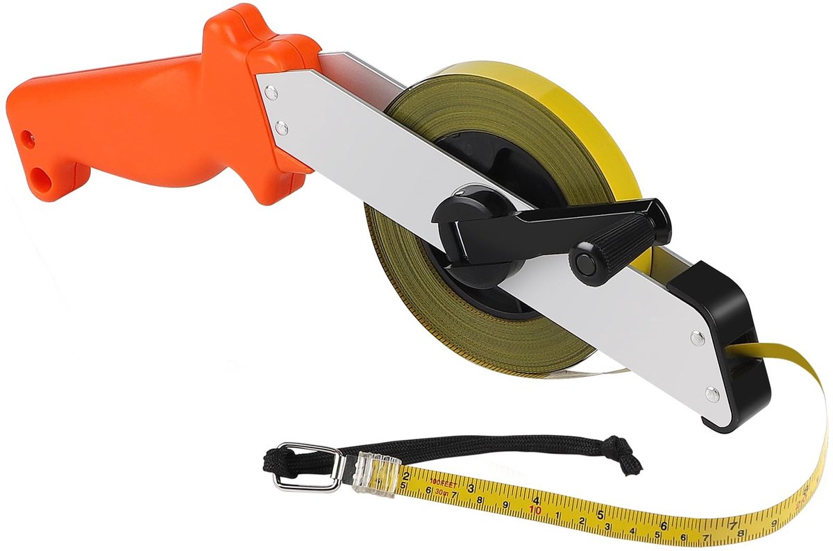 Dailygoods- Rolbandmaat 30 m - Stalen Meetlint - Hoge Precisie - Handgreep - Veilig Intrekken - Geschikt voor Bouwplaatsen