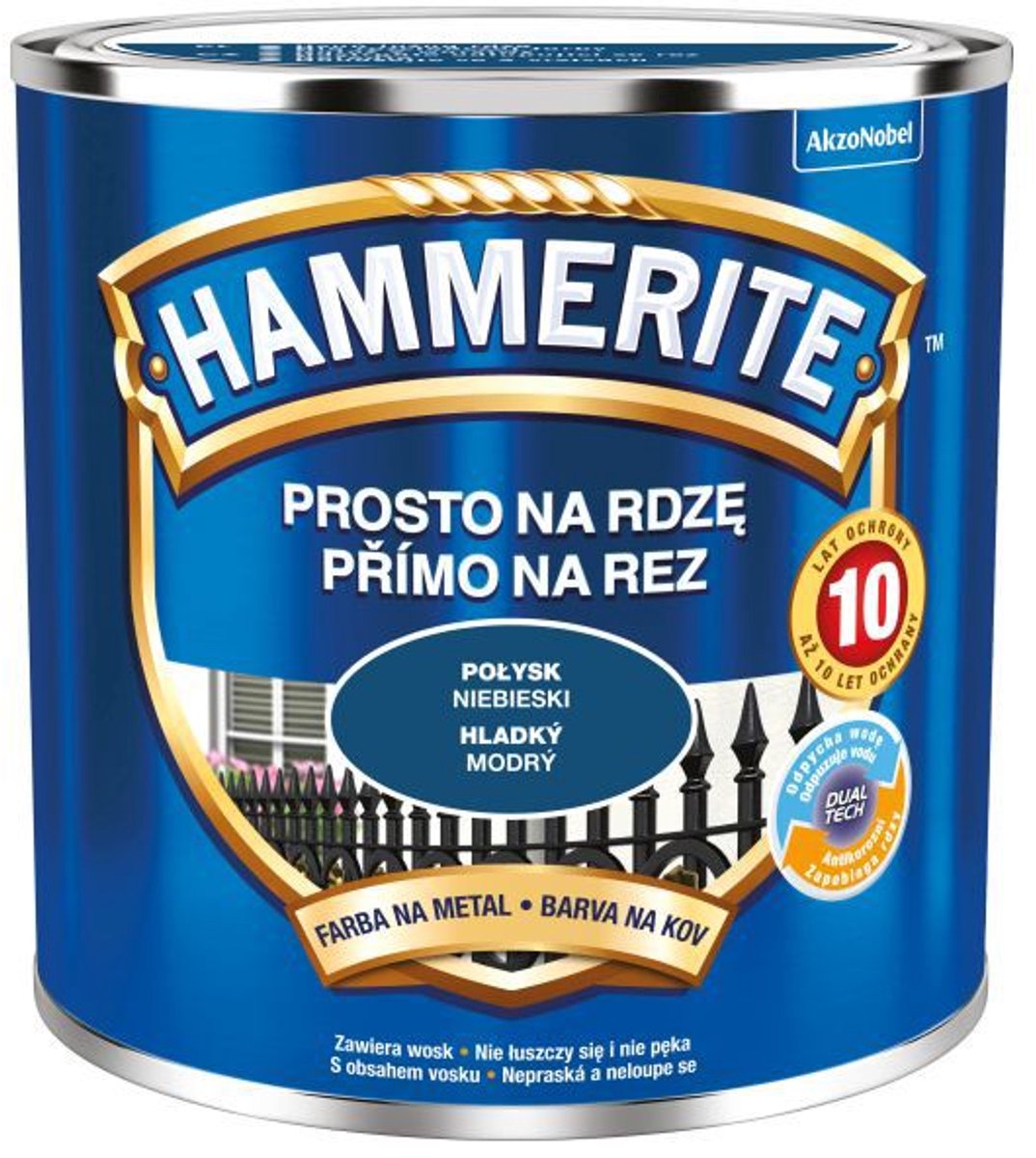 Hammerite Direct roest glad 0,25 l, blauw