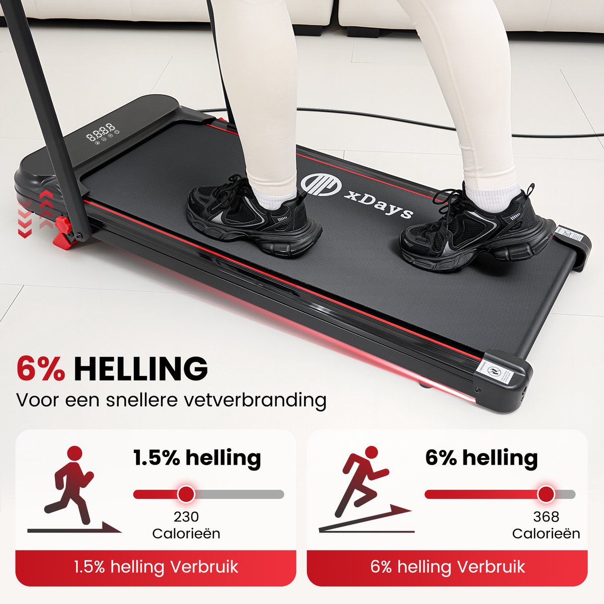 xDays Loopband - Inklapbaar - 6% incline - 10 km/u - 110 kg - afbeelding 3