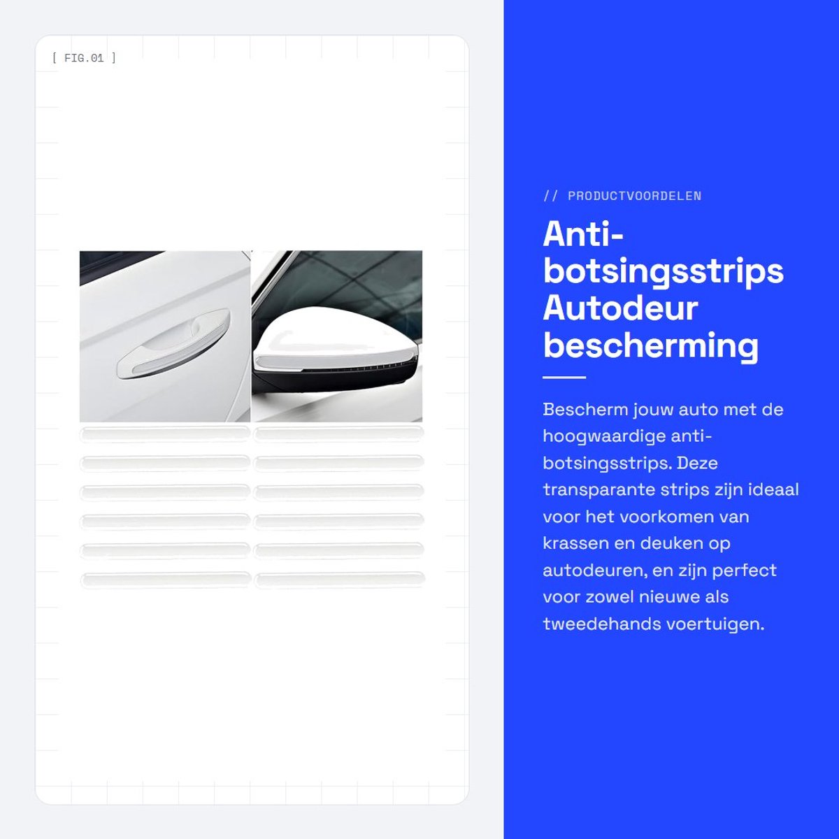 Dailygoods- Anti-botsingsstrip 12 Stuks - Krasbestendig - Waterdicht - Transparant - Auto-accessoires - Hoogwaardig PU-materiaal - Deurbescherming