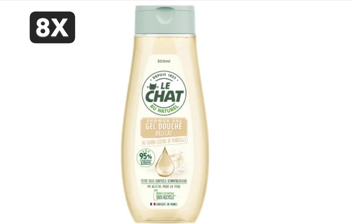 8 x Le Chat 300ml delicat douchegel Marseille vloeibare zeep douchegel