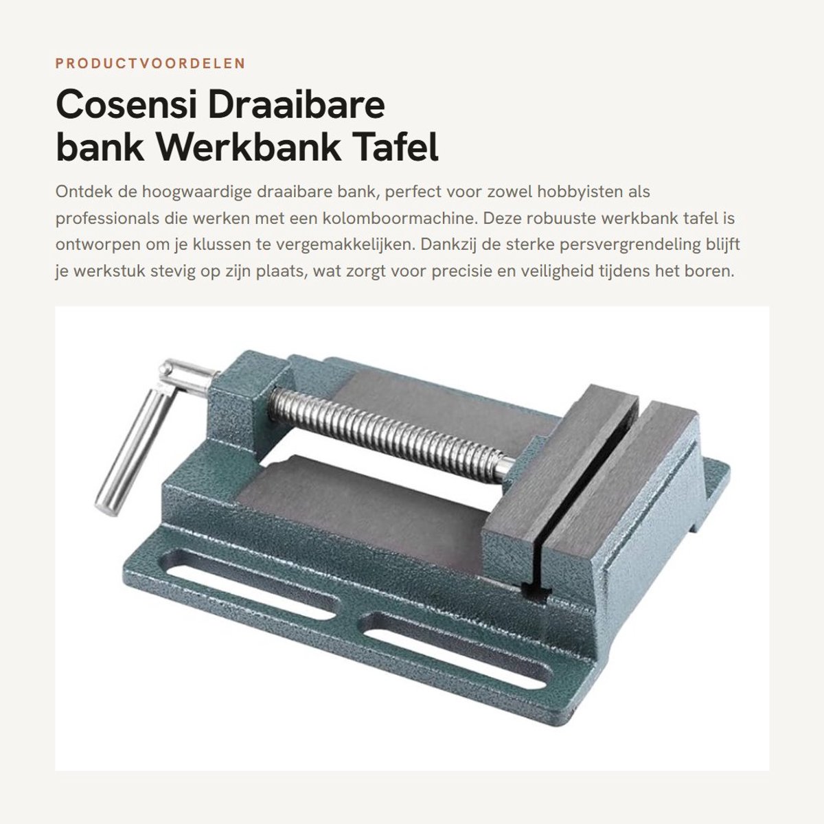 Dailygoods - Draaibare bank - Werkbank Tafel - Klem persvergrendeling - Grijs - Kolomboormachine - Zwaar uitgevoerde bank - Geschikt voor hobbyisten -...