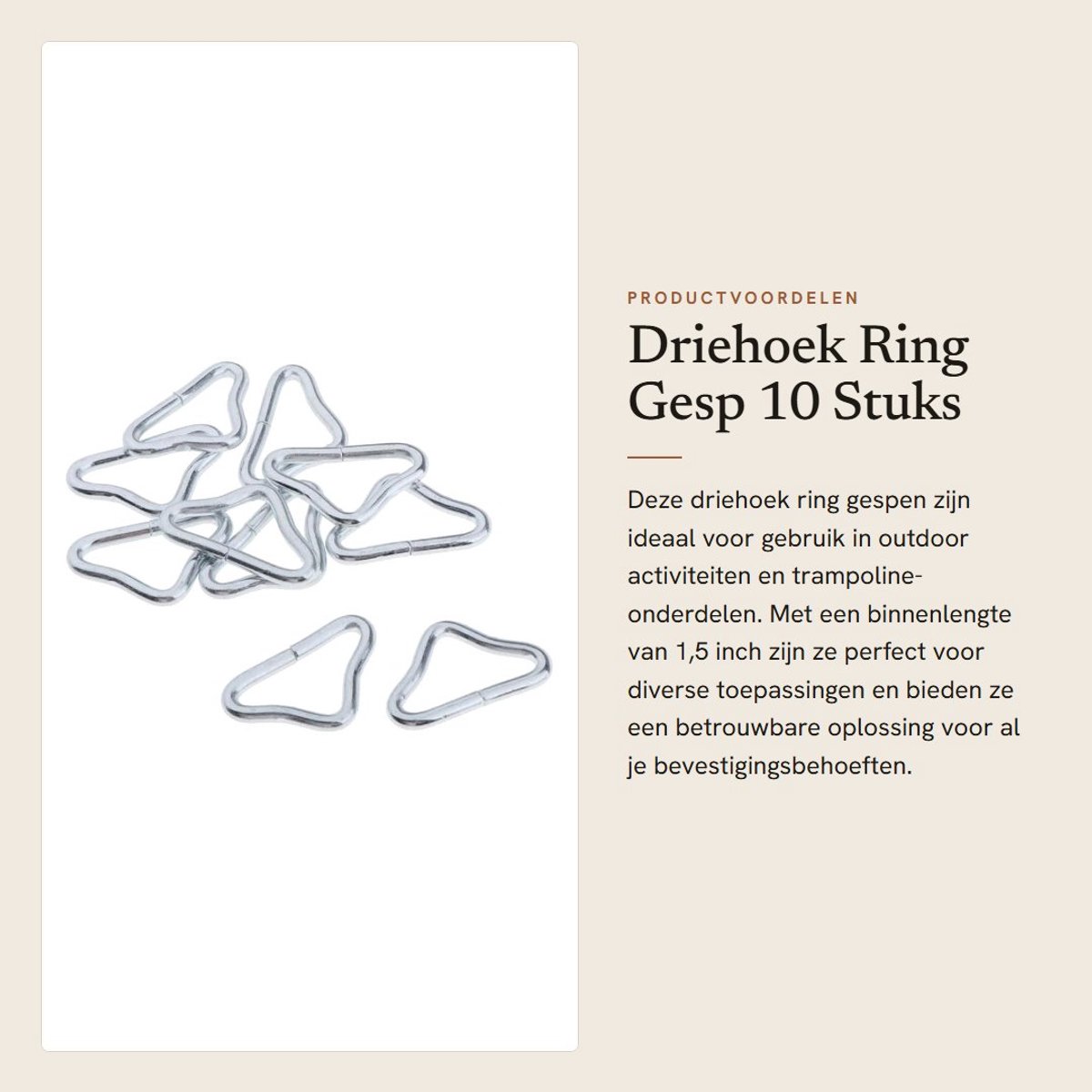 Triangle Ring Buckle 10 Stuks 1.5" Loop V-Ringen Accessoires voor Trampoline Onderdelen en Reparatie