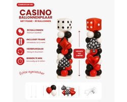 Ballonnenpilaar Feestdecoratie – 2 Stuks – Casino / Las Vegas Thema – Zwart Goud Rood