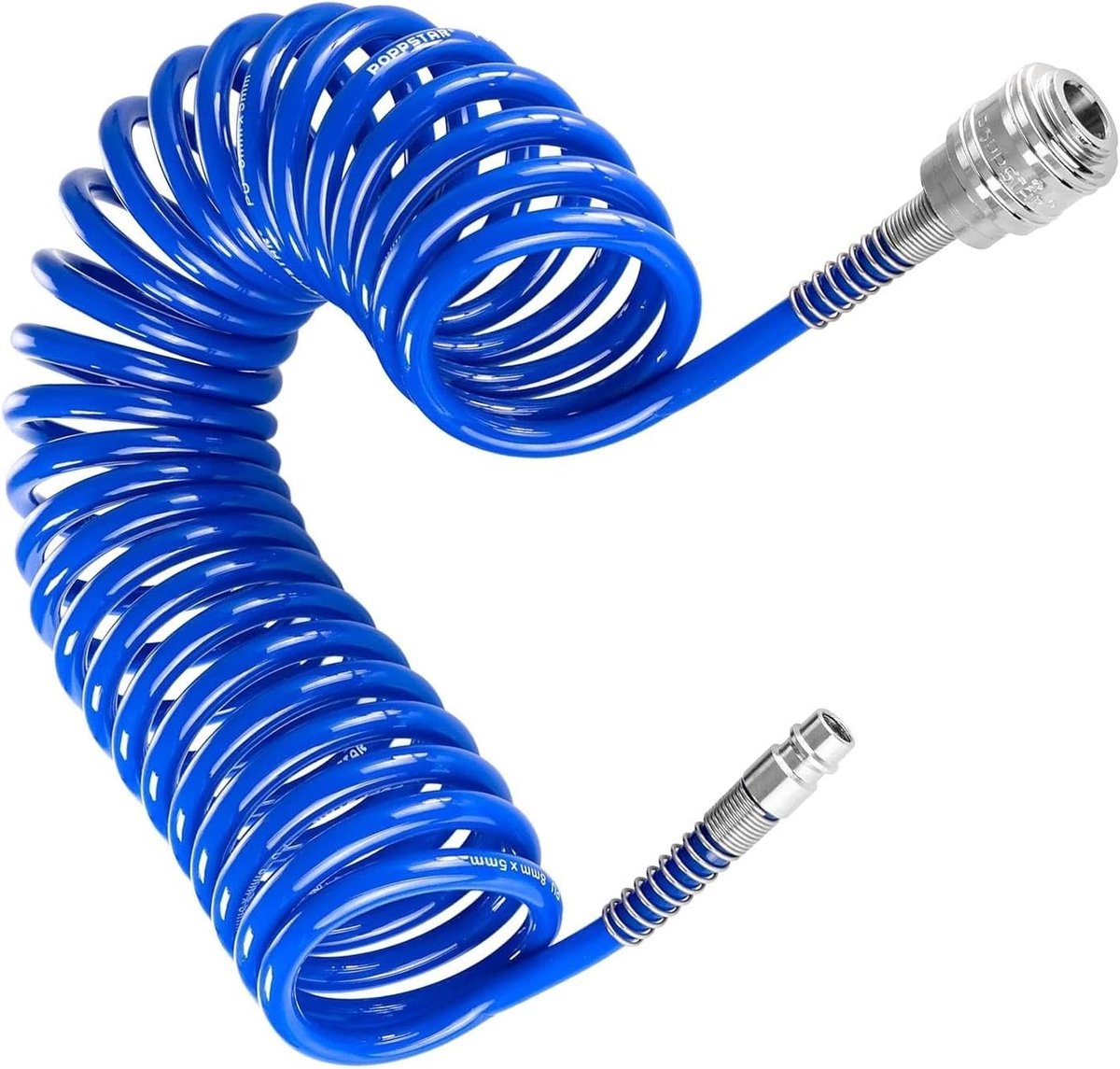 5 m Spiralslang voor Samengeperste Lucht, Diameter 6.5 × 10 mm, 1/4 Inch Aansluiting, Ideaal voor Luchtcompressor en Gasoverdracht